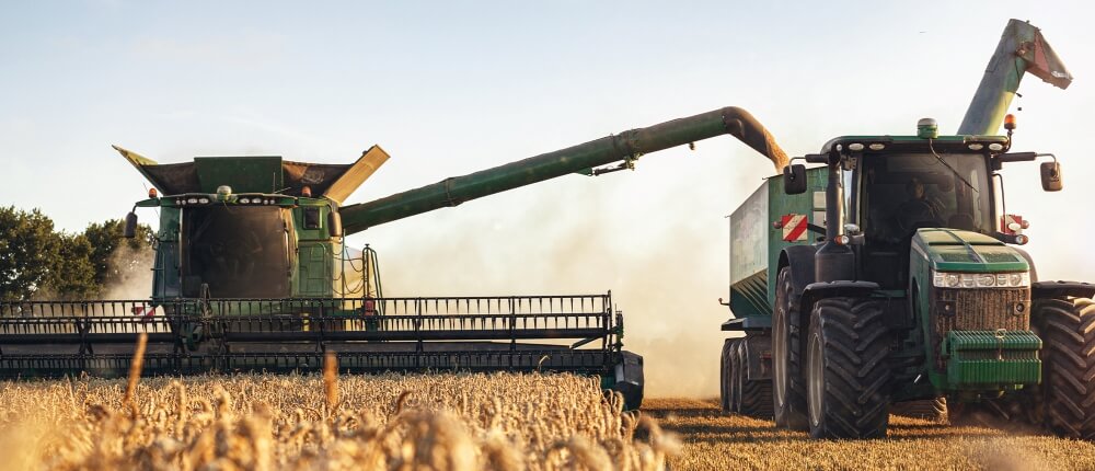 Combine & Tractor with Grain Wagon
