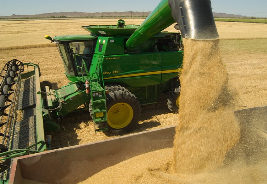 John Deere 9770 STS Bullet Rotor Combine with Grain Header